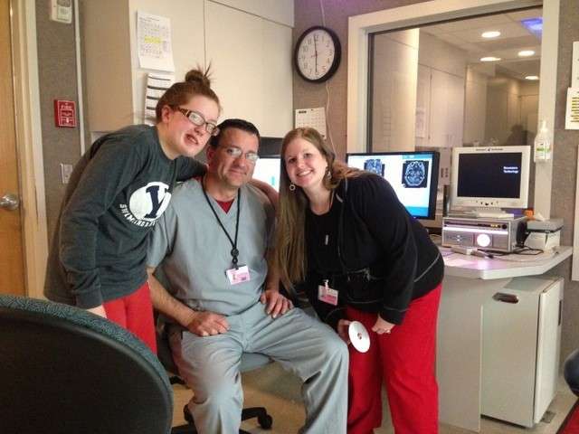 Natalie Wright at her appointment for her 37th MRI since 1999. (Photo: John Wright)