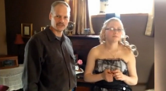 Father sews Wisconsin teen's custom camouflage prom dress
