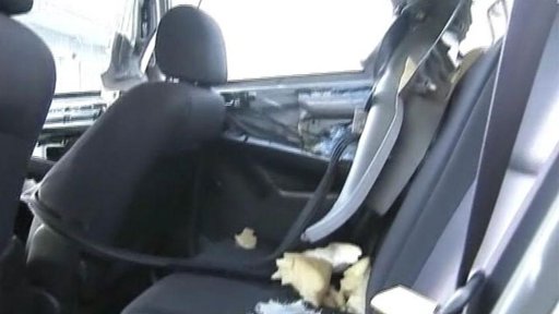 Bear locks itself in car, destroys it