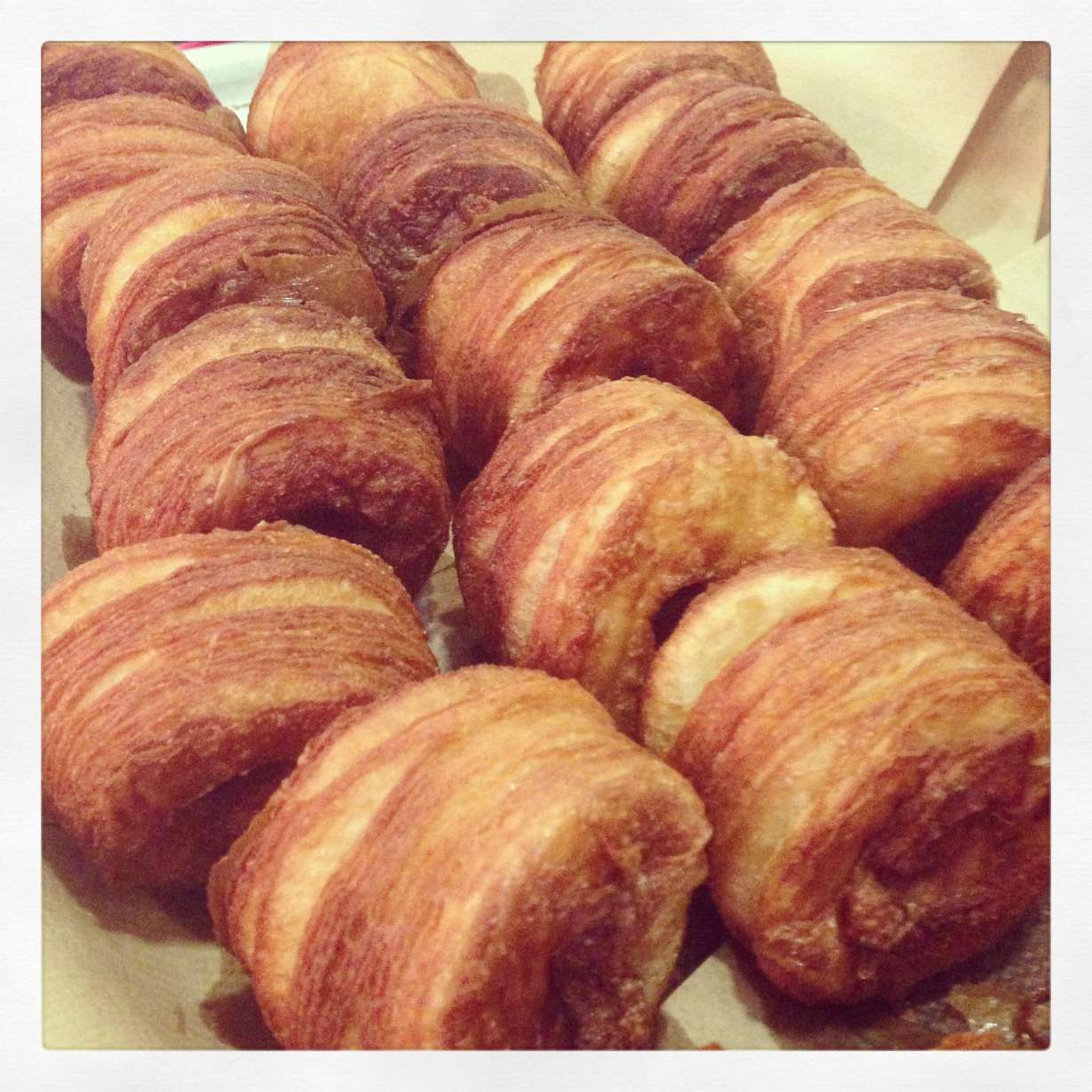 Cronuts, just after being fried.