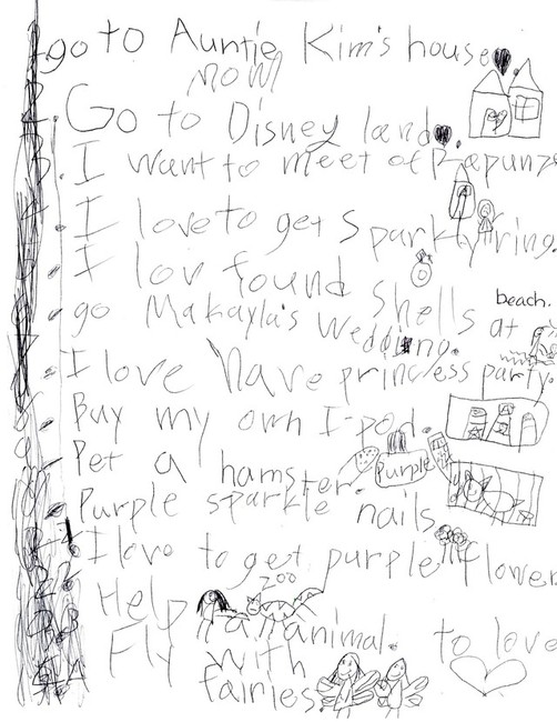 Meisyn wrote out a "Sand Bucket List" of things she wants to still be able to do. (Photo: Meisyn Ellison)