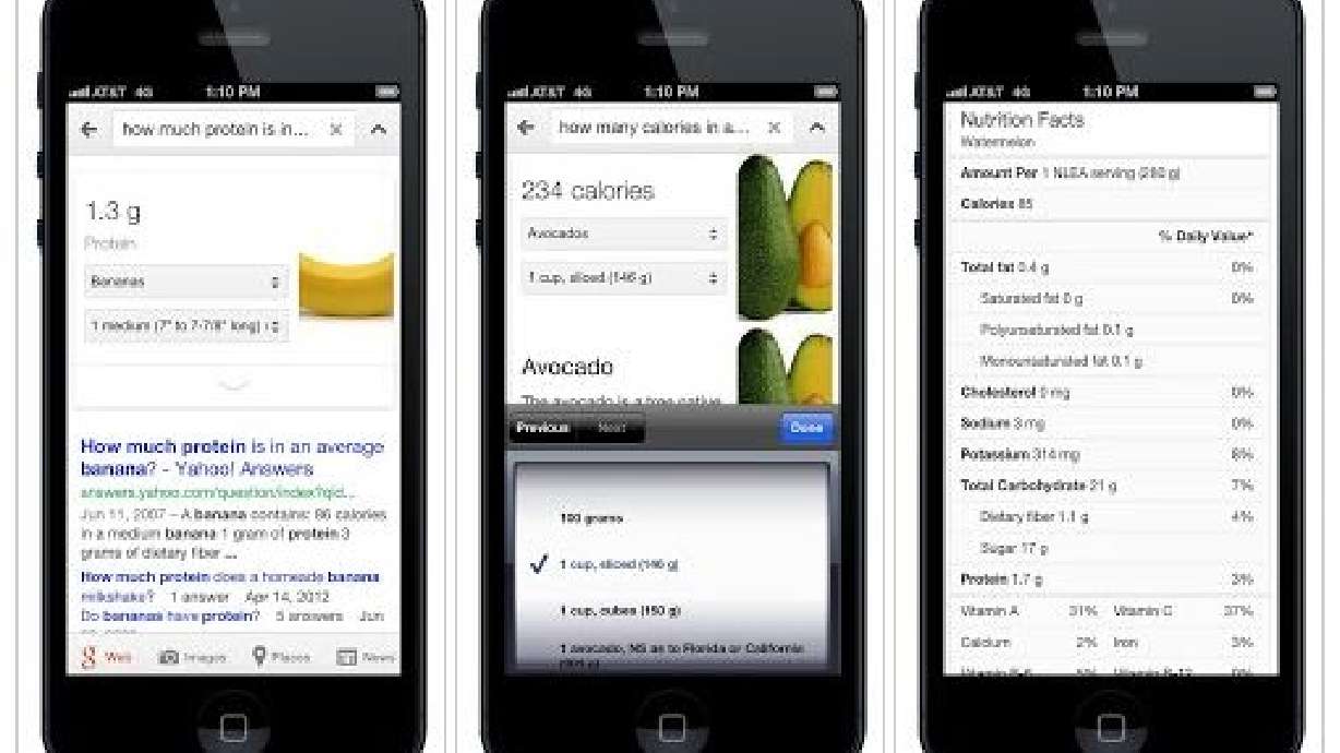 Google adds nutrition information for popular foods to its search results