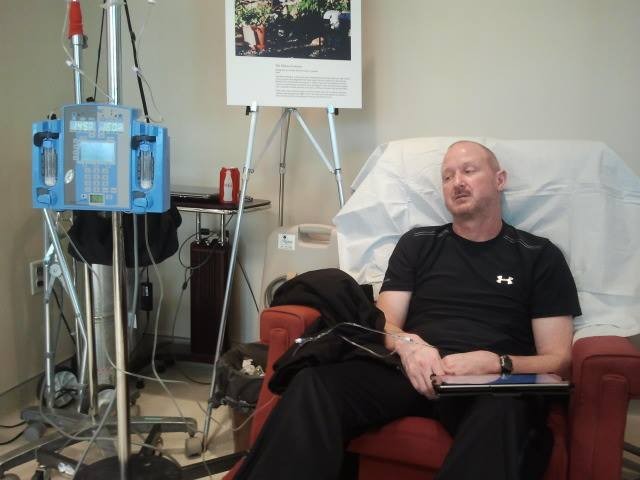 Brett Skinner undergoes a chemotherapy treatment. (Photo: Facebook)
