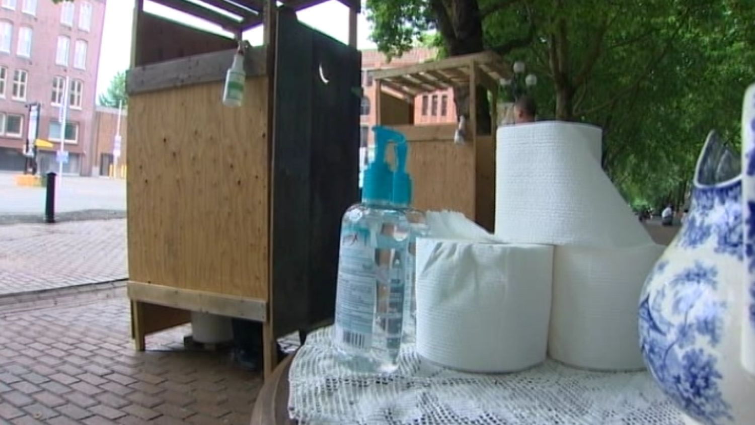 Tired of public urination, businesswoman builds outhouses