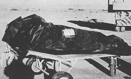 The Air Force's 'The Roswell Report', shows one of test dummies in its
insulation bag. Photo Credit: The Guardian
