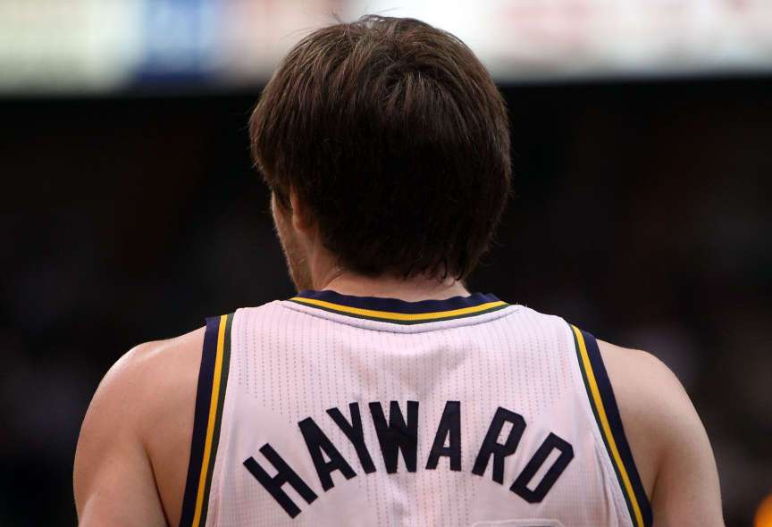 What's in a name? Well for Gordon Hayward it seems like the Jazz logo and missing a famous last name might be hurting him. Austin Rivers is younger and played significantly worse last year, but is still rated higher.