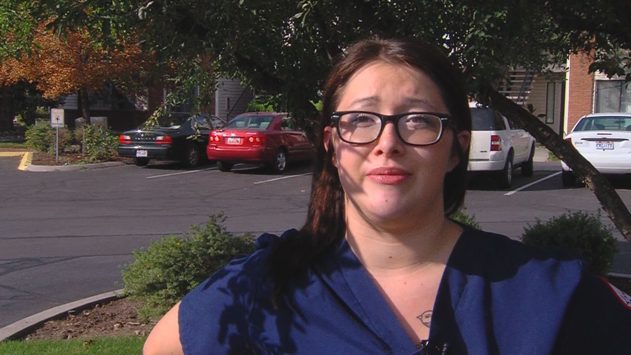 Emalee Urban, a medical assistant who stopped to help
a woman who was ejected from a vehicle in an
accident on I-15 Monday.