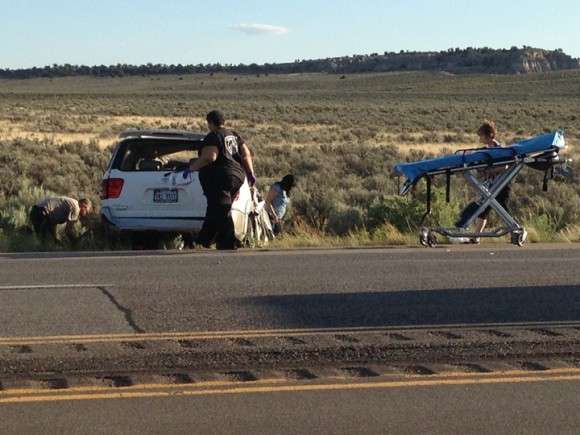New Mexico State police confirmed three teenagers died in a rollover crash on US 550 at mile marker 83, just north of Cuba. (Photo: KRQE - Albuquerque)