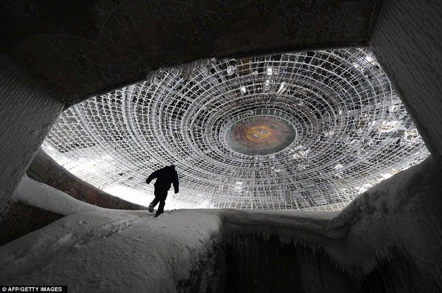The domed concrete structure that once was the House of the Bulgarian Communist Party looks at home in a '60s dystopian sci-fi film.