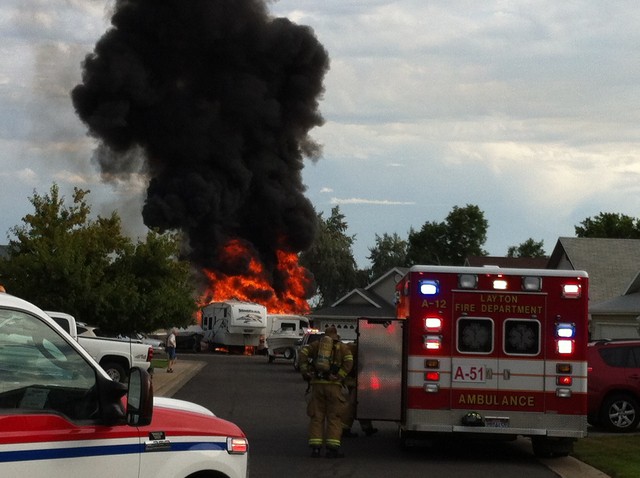Fire consumes 3 RVs, damages home in retirement community