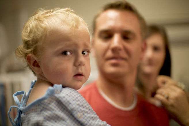 Two-year-old Beckham Fershtut received a kidney
from Kristy Buffington in a paired transplant
exchange last week. His father, Ari Fershtut,
wanted to donate his kidney but wasn't a match.
(Photo: University of Utah Health Care)