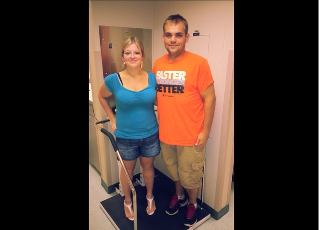 The couple dropped a combined 55 pounds in the first month of
dieting and exercising. They tried to keep the weight loss at a steady
but healthy rate from there, and their efforts continued to pay off.
Lauren has lost 176 pounds, and Justin is down 362 pounds.