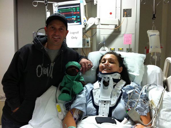 With support of husband, woman is determined to walk again