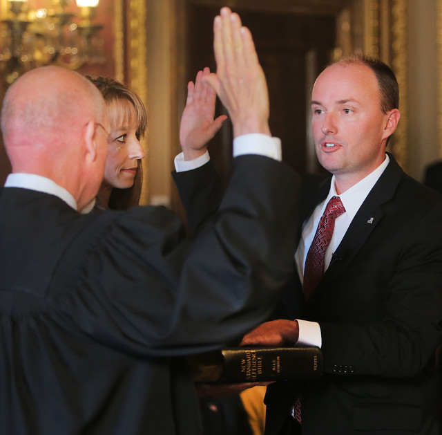 Spencer Cox is confirmed as Utah's lieutenant 
governor by the state Senate and sworn in 
during a special ceremony Wednesday, Oct. 16, 
2013, at the state Capitol. (Photo: Scott G 
Winterton, Deseret News)