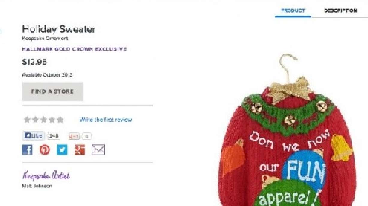 Hallmark's ugly sweater ornament stirs controversy