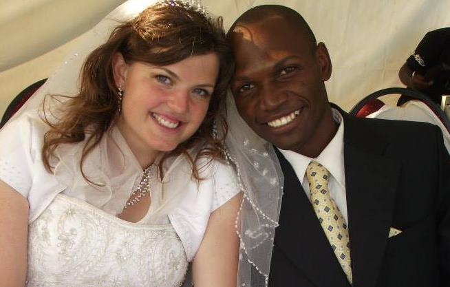 Vilate and Joseph Ssempala on their wedding day. The Ssempalas face 
several unique complications in Joseph's immigration to the United 
States.