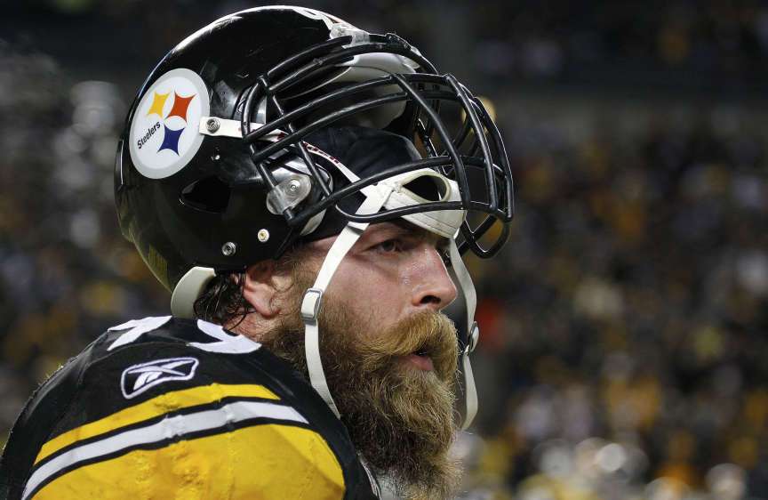 Pittsburgh Steelers defensive end Brett Keisel warms up before the
AFC Championship NFL football game between the New York Jets and
Pittsburgh Steelers in Pittsburgh, Sunday, Jan. 23, 2011. (AP
Photo/Gene J. Puskar) (Submission date: 01/30/2011)