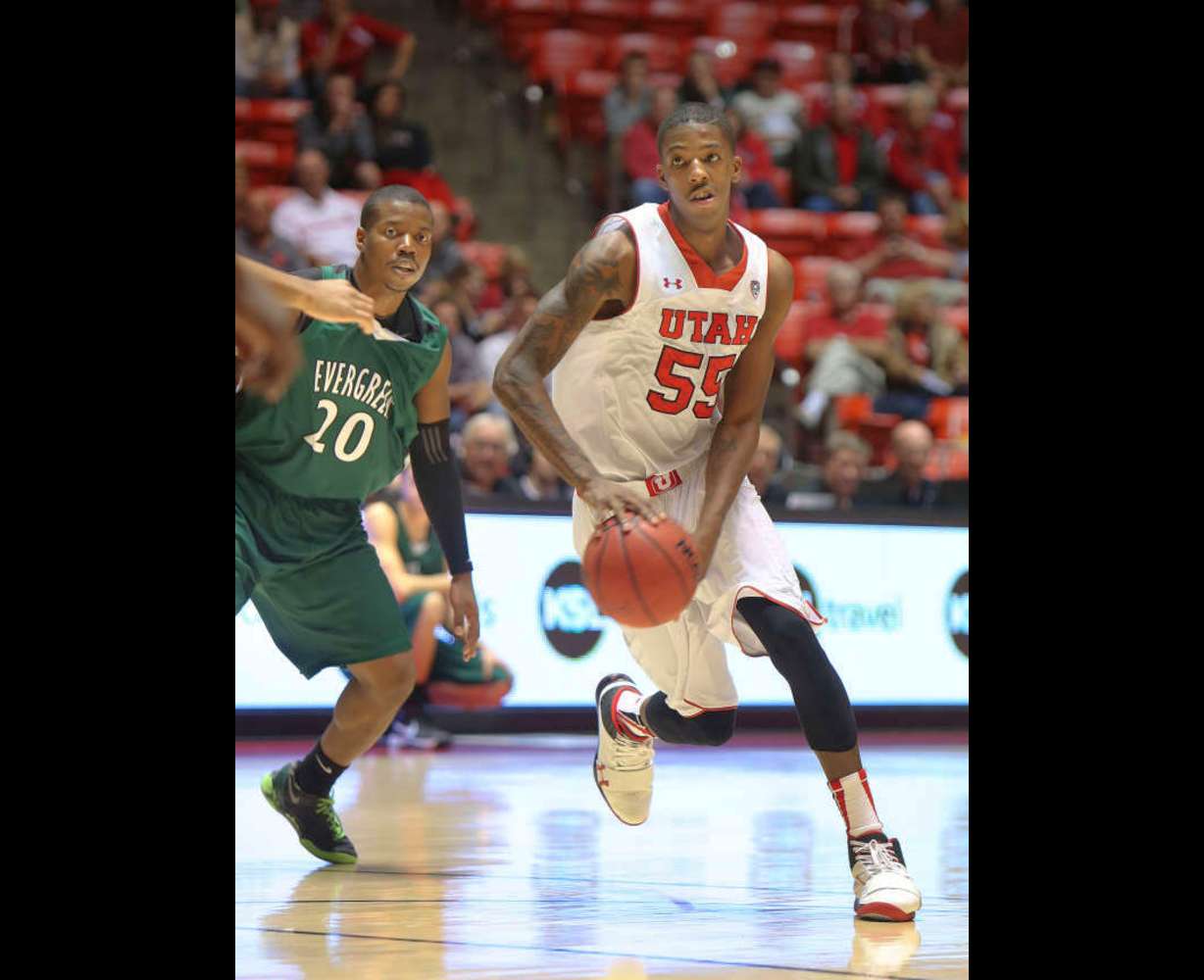 Utah Utes guard Delon Wright (55) as the
University of Utah play Evergreen State in
men's basketball for their season home opener
(Tom Smart, Deseret News)