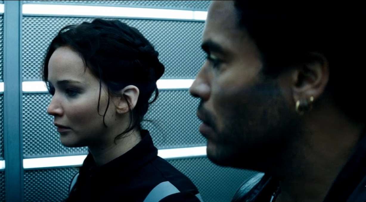 Jennifer Lawrence and Lenny Kravitz in "The Hunger Games: Catching
Fire"