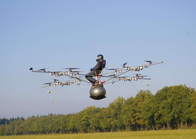 The brainchild of German company e-volo, the
sleek Volocopter is a long way from e-volo's
prototype -- the Multicopter -- pictured here
in 2011.