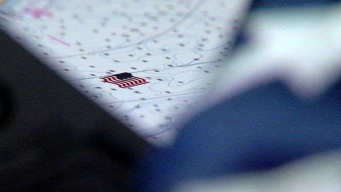 A map showing the place where the USS Gary
slowed off the coast of San Diego to bury
Carlton Pickard at sea.