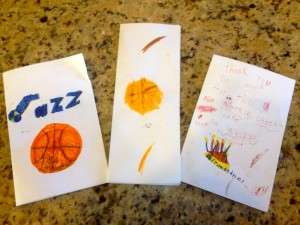 Fun thank-you cards from my kids to JLIII.