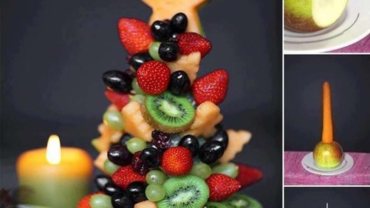 Árbol de Navidad hecho de frutas fresca, una idea deliciosa