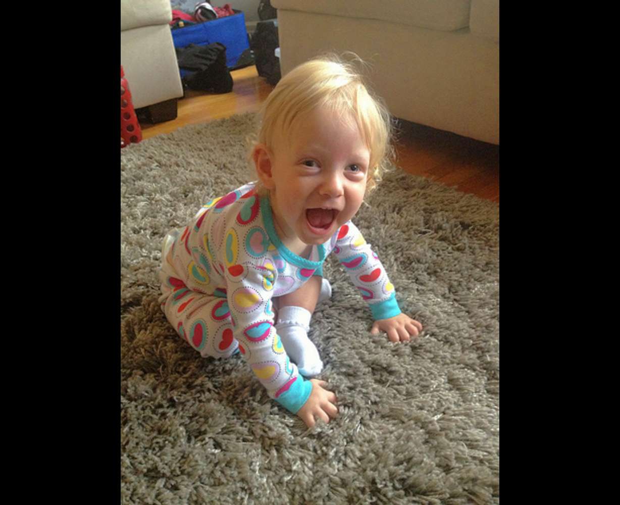 Jane Wallingford, 1, was diagnosed with cerebral palsy earlier this
year. With the help of therapy, she has become strong enough to sit
up for 2 1/2 minutes on her own. (Photo: Wallingford Family)