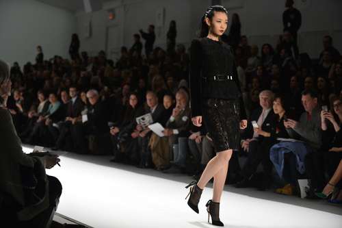 Model walks the runway at New York Fashion
Week.