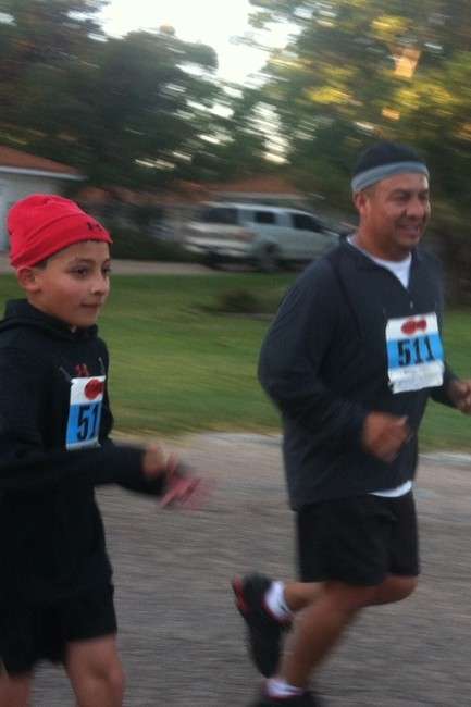 Michael Joe Frausto Jr., a single father in
Knox City, Texas, took up running as a way to
spend time with his two kids, including his 10-
year-old son, Michael Joe Frausto III, who did
a 5K race with his dad. "I've always instilled
in both children (that) with effort so much
more in life can be accomplished," he said.