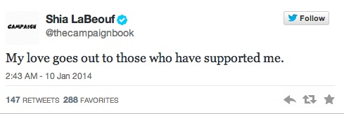 Shia LaBeouf announces retirement on Twitter