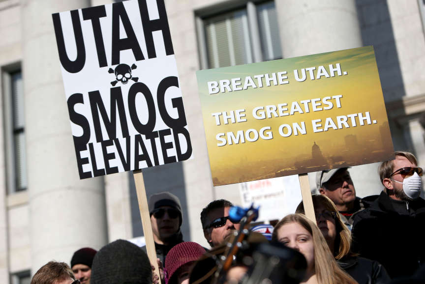 Thousands attend the Utah "Clean Air, No Excuses" Rally at the Capitol in Salt Lake City on Saturday, Jan. 25, 2014.