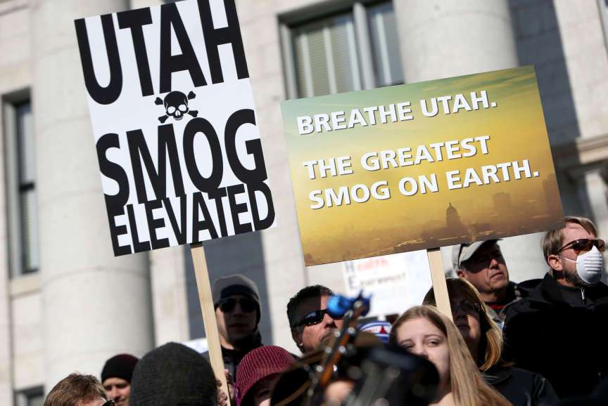 Thousands attend the Utah "Clean Air, No Excuses" Rally at the Capitol in Salt Lake City on Saturday, Jan. 25, 2014.