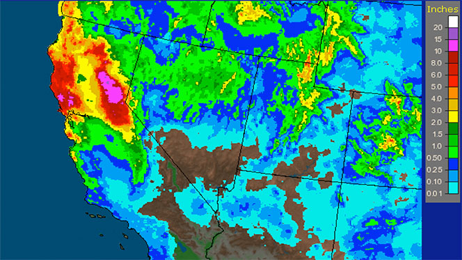 Precipitation for 7-day period ending February 10, 2014