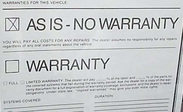 Buyer has few options when just-purchased used car breaks