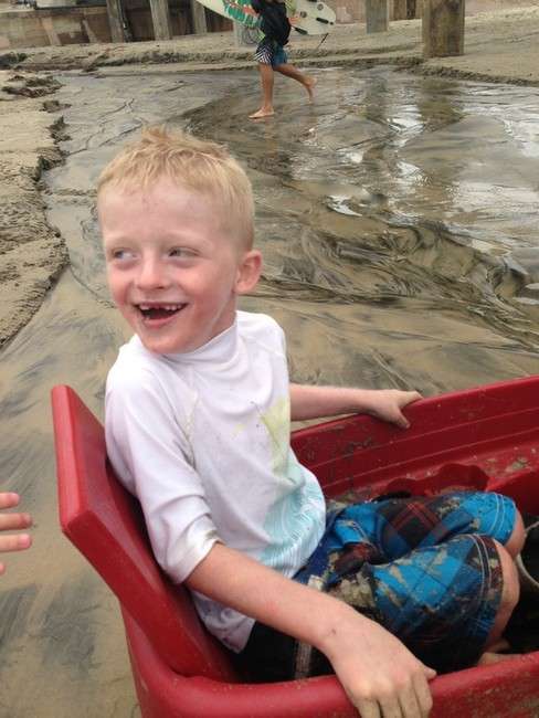 Bridger Fry, who has autism, enjoys some outside play time. (Photo:
Becky Fry)