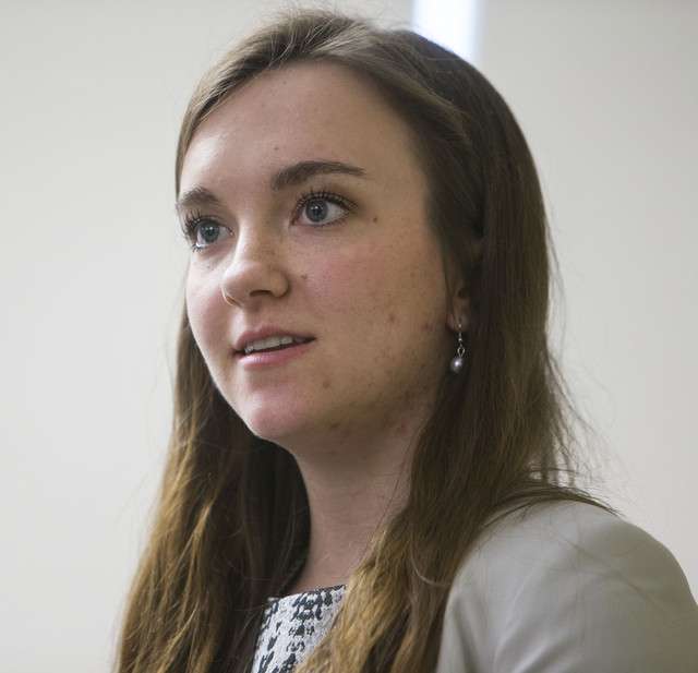 Weber State University Student Association Secretary, Jamie Heiner answers questions Monday, Feb. 3, 2014, from student senators about HB257 and their support. The bill deals with the crime of aggravated sexual abuse of a child. (Photo: Scott G Winterton, Deseret News)