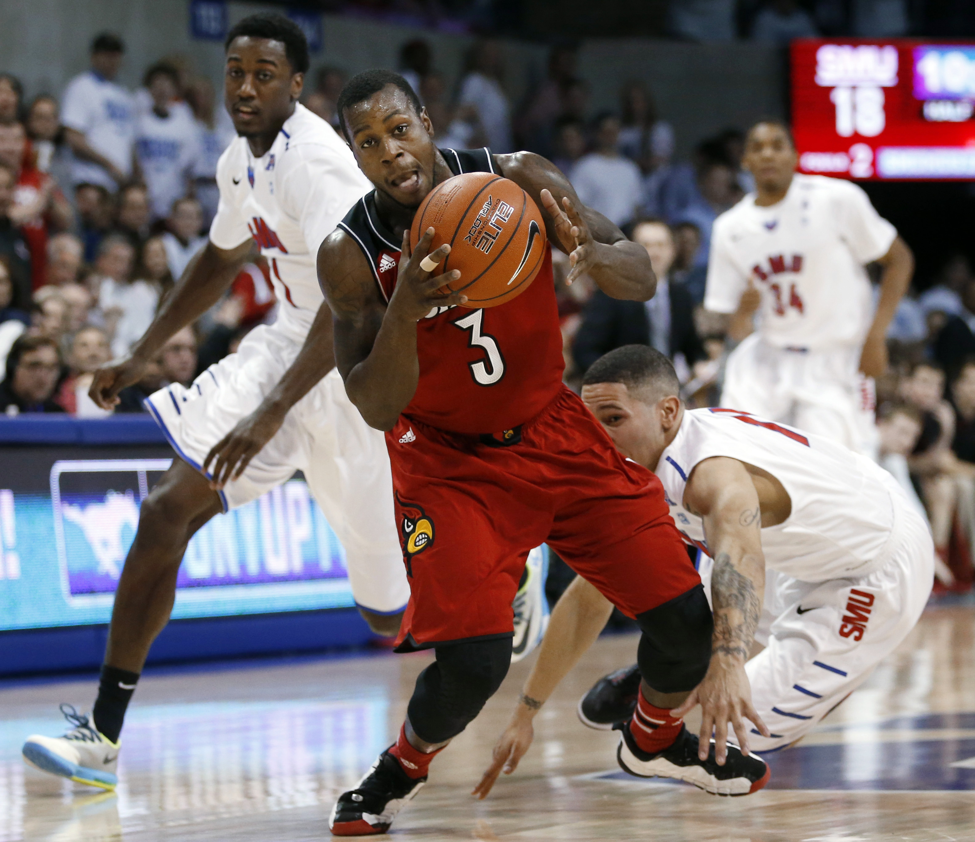 No. 11 Louisville wins 84-71 at No. 18 SMU