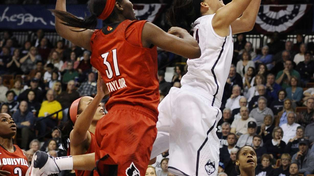 UConn women rout Louisville 72-52 to win AAC title