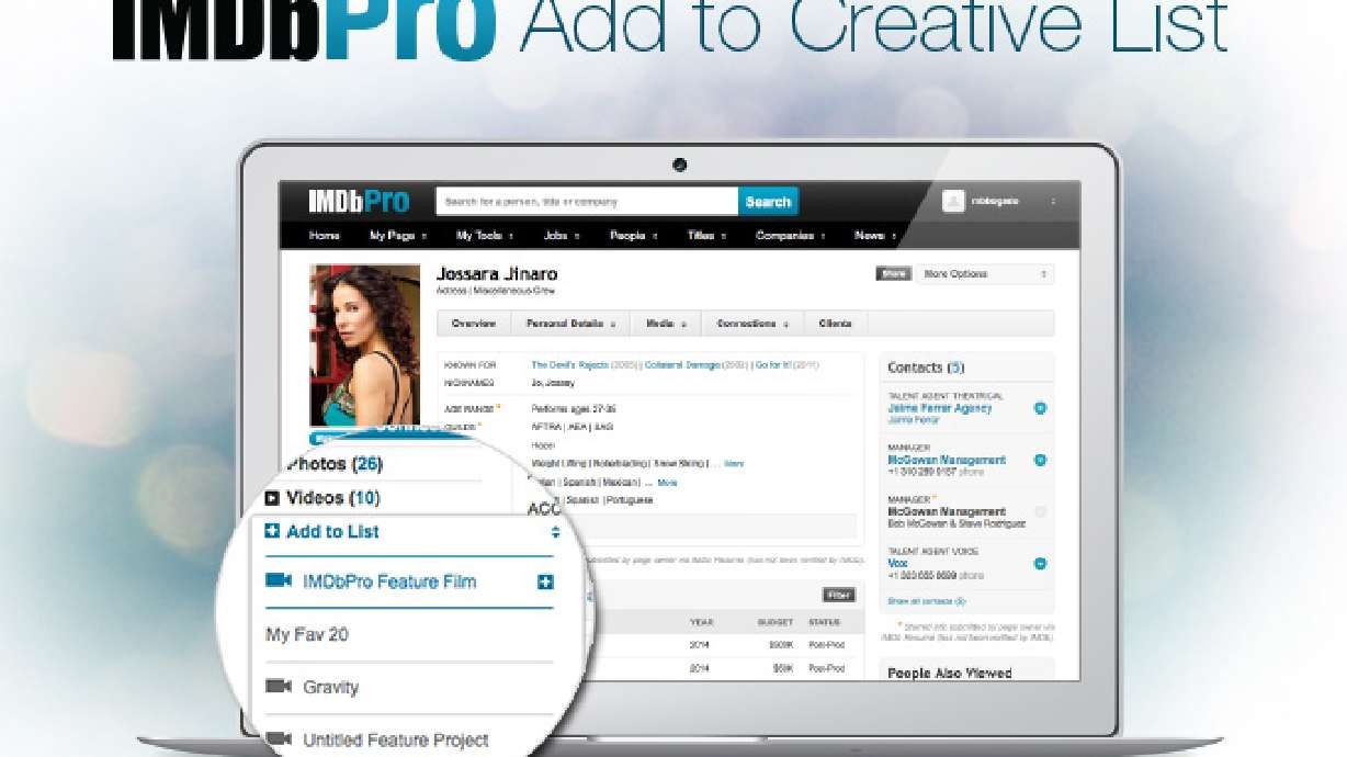 New Casting Tools Empower Casting Directors and Filmmakers To Find The Right Actor For Any Role While Helping Actors Get Jobs; IMDbPro Also Unveils Site Redesign And Premieres An Original Series of Interviews With Top Casting Directors