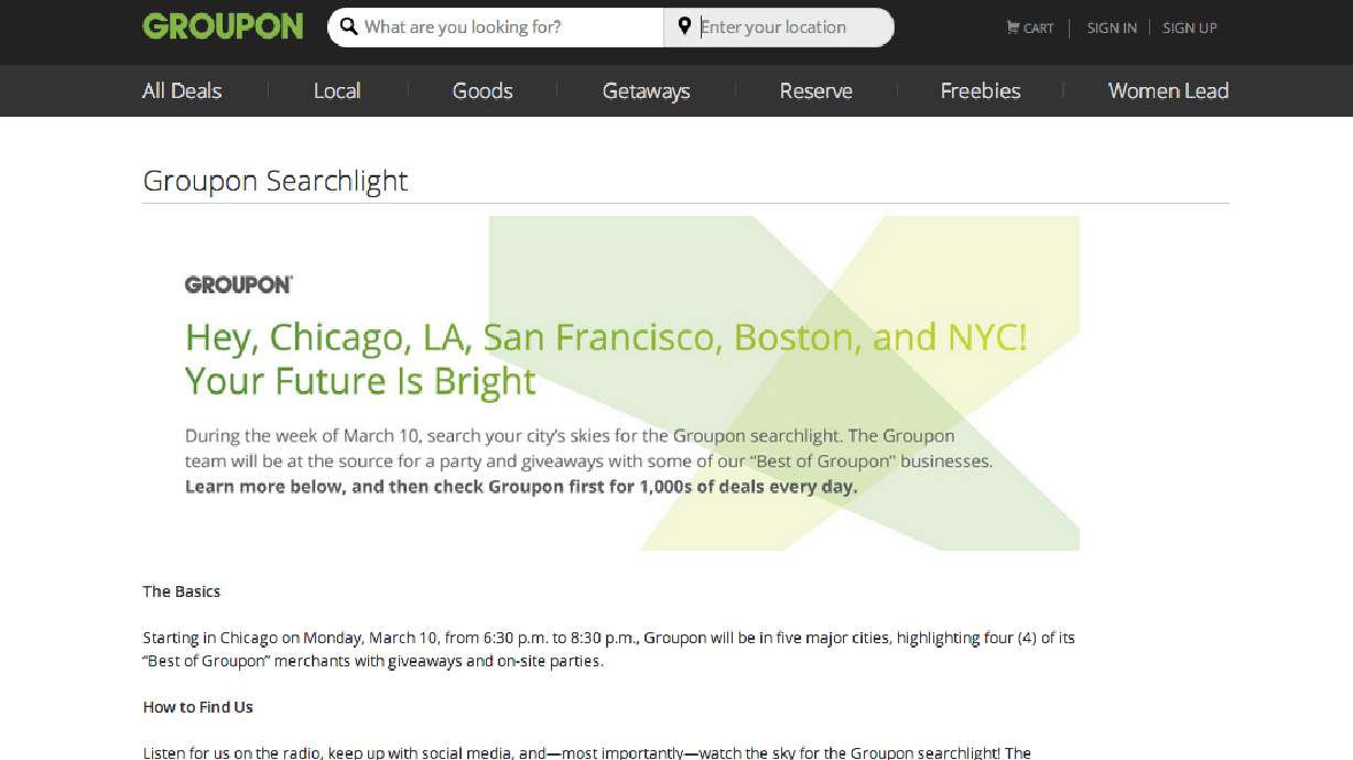 Groupon Searchlight Events Offer Freebies at Top New York City Businesses Tonight