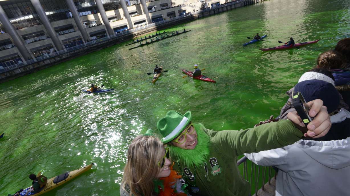 Chicago River dyed green for St. Patrick's Day
