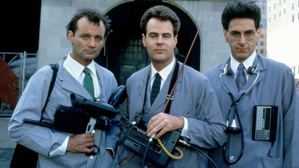 From left: BillMurray, Dan Aykroyd and Harold Ramis in Ghostbusters