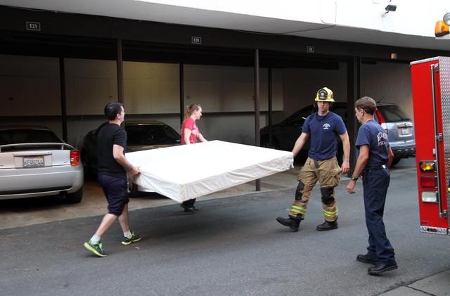 Toddler falling from window saved by stranger, mattress