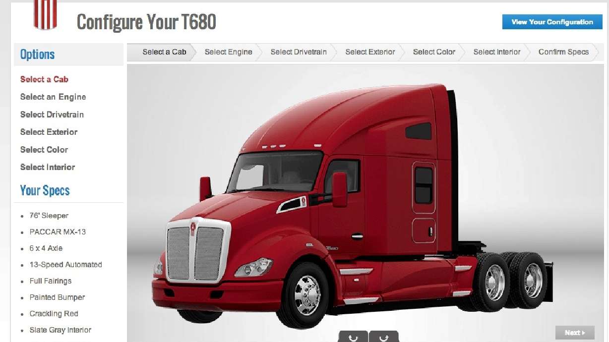 Kenworth Launches T680 Online Truck Configurator