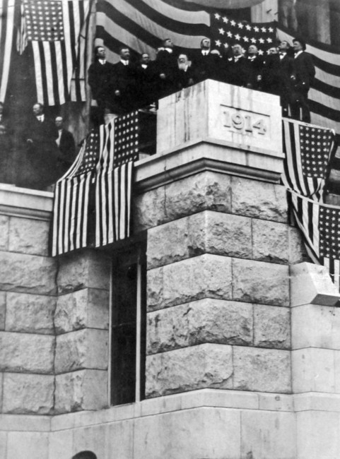 The cornerstone is put in place at the Utah state Capitol April 6, 1914.
(Photo: Utah State Historical Society)