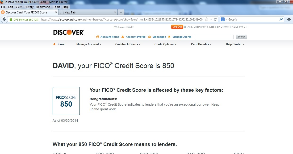 A Perfect and Genuine FICO 850 Score