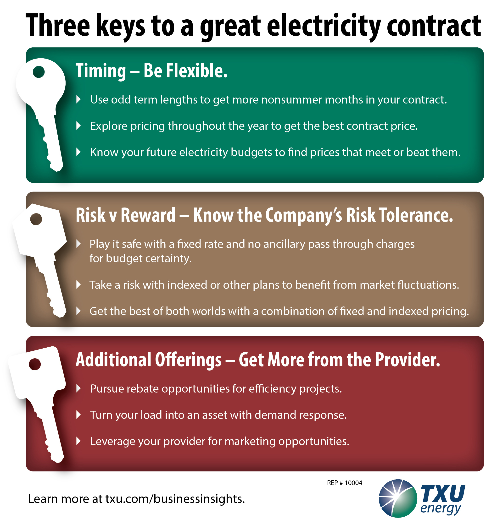 TXU Energy Gives Business Customers the Three Keys to Great Contracting