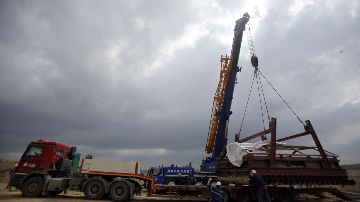 Serbia experts use heavy machinery to move mammoth