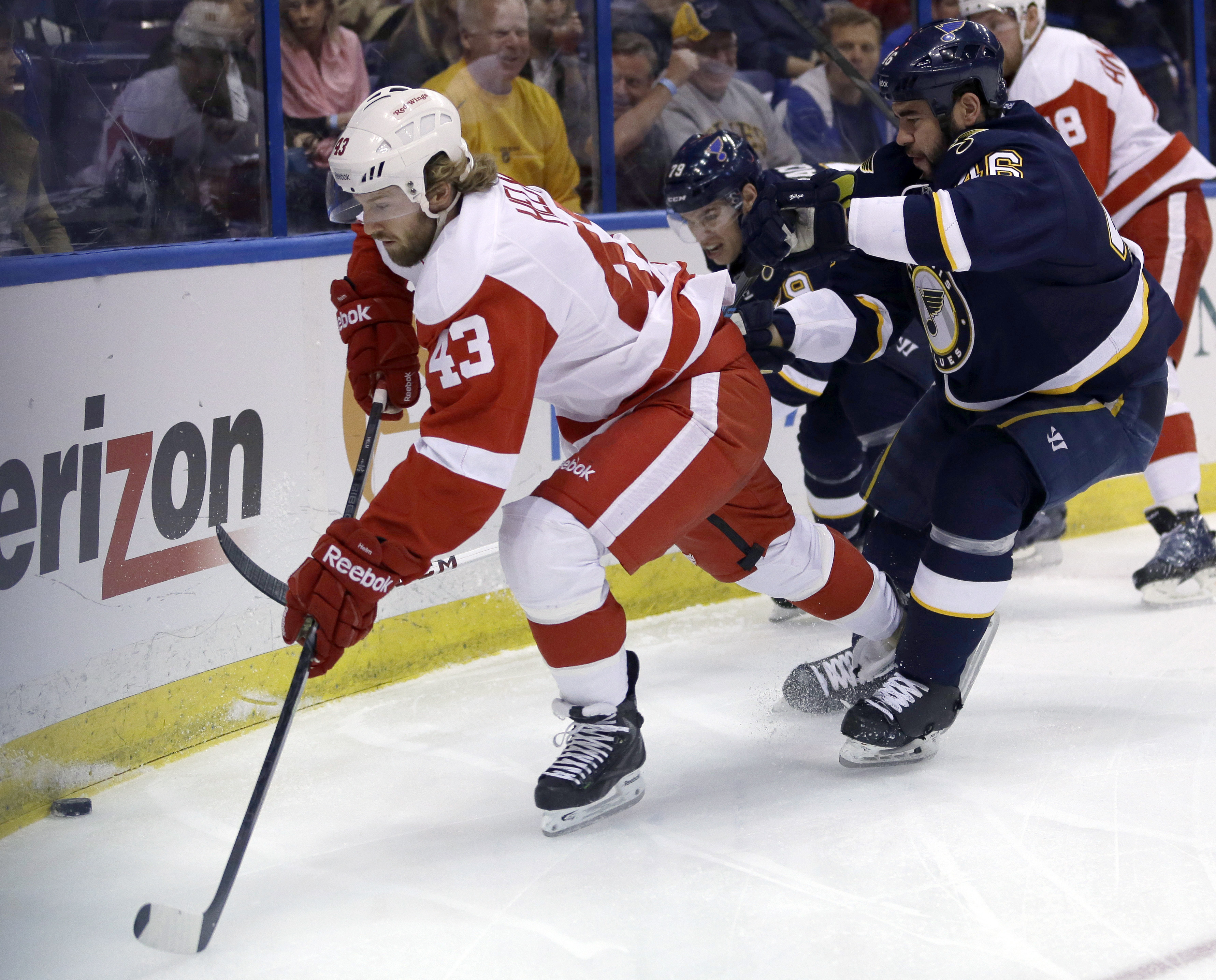 Red Wings keep Blues down with 3-0 shutout